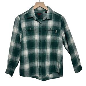 Wolverine Flannel Women's Small Long Sleeve Plaid Warm Button Up Pockets Green